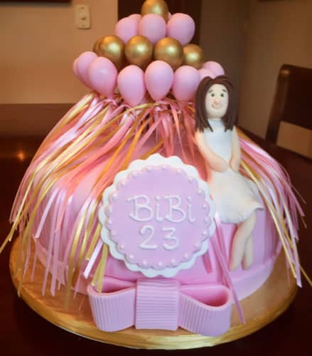 Young Women's Balloons Cake Custom Fondant
