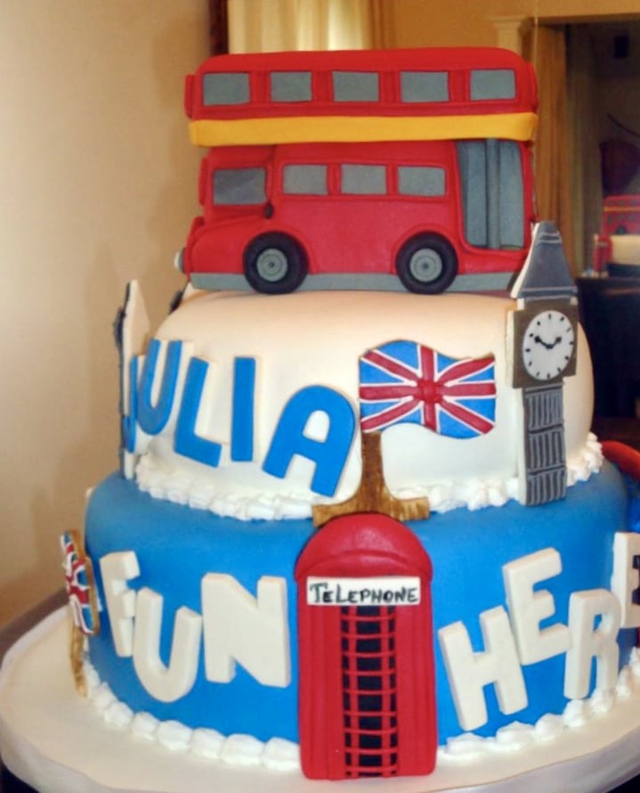 London Cake: Big Ben, Red Telephone Box and Fondant