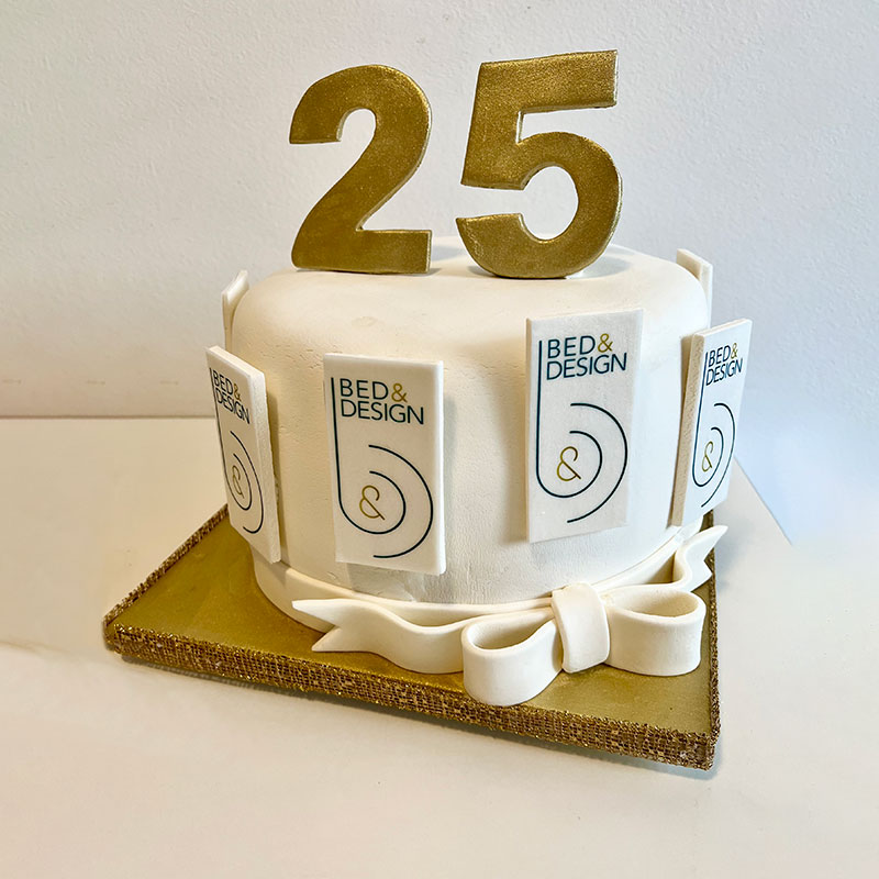 Corporate commemorative cake decorated in fondant